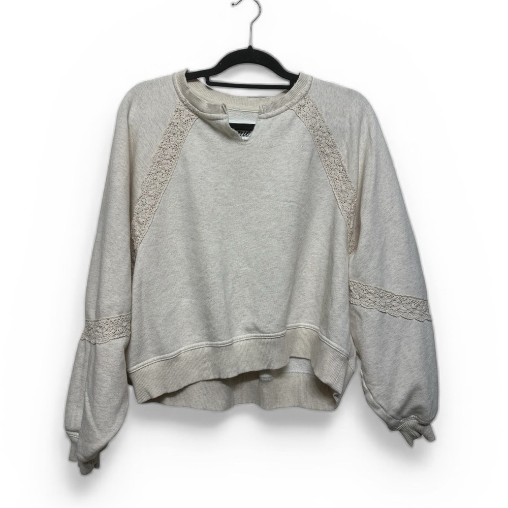 Aerie Hey Crochet Sweatshirt Cream- Small